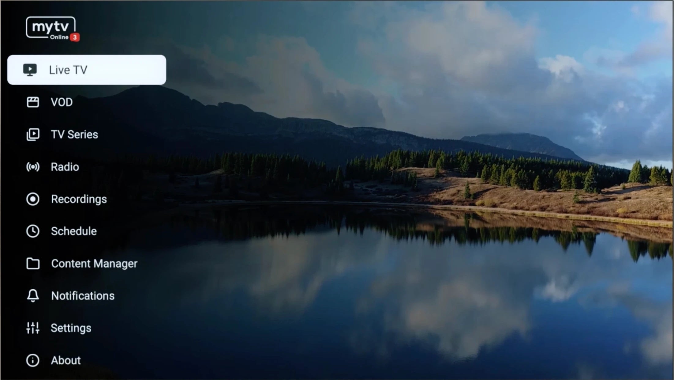 MYTVOnline main menu