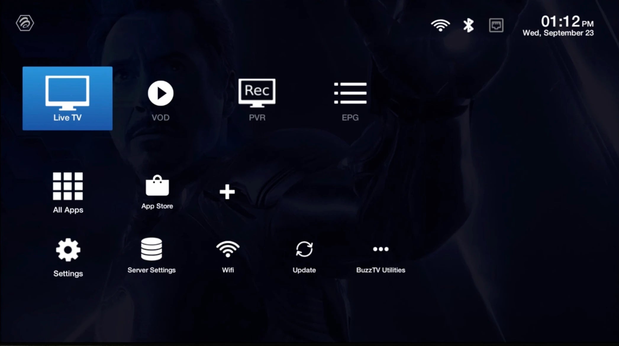 BuzzTV built-in player main menu