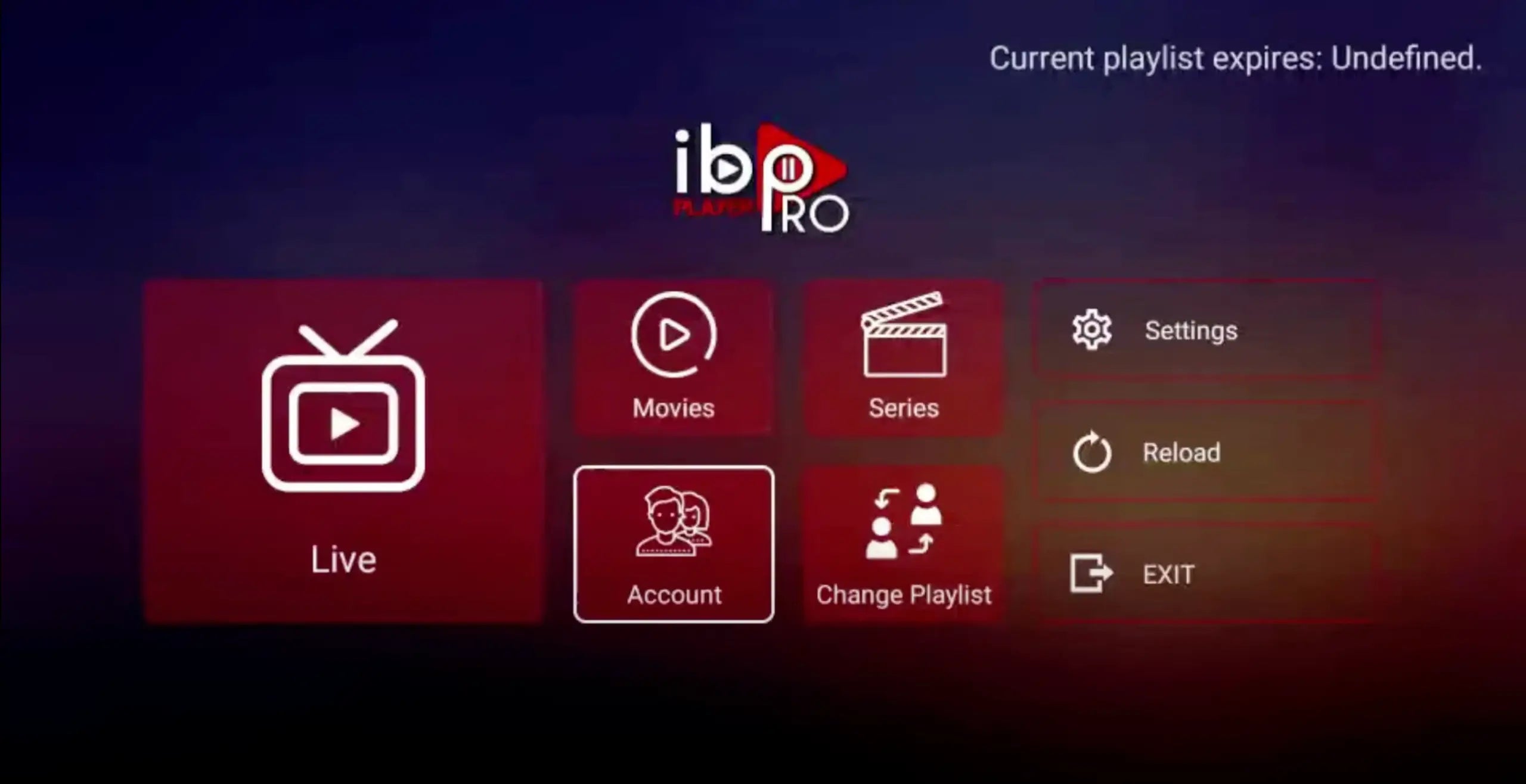 IB Player Pro Account menu