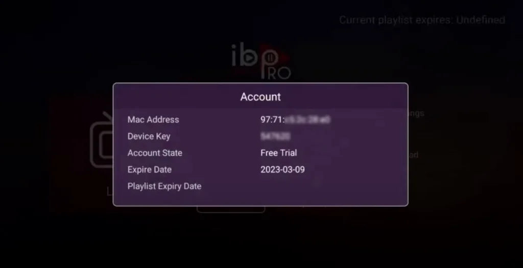 Example IBO account screen with private details concealed