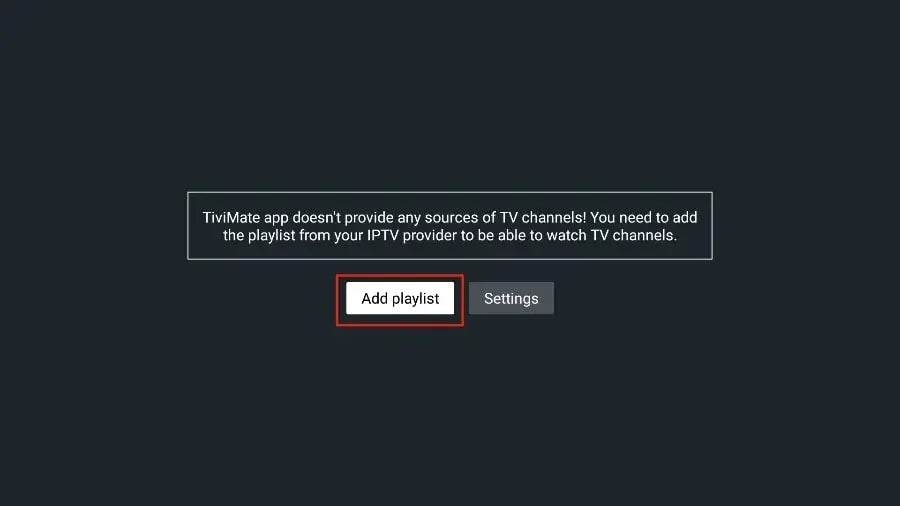 TiviMate Add playlist button