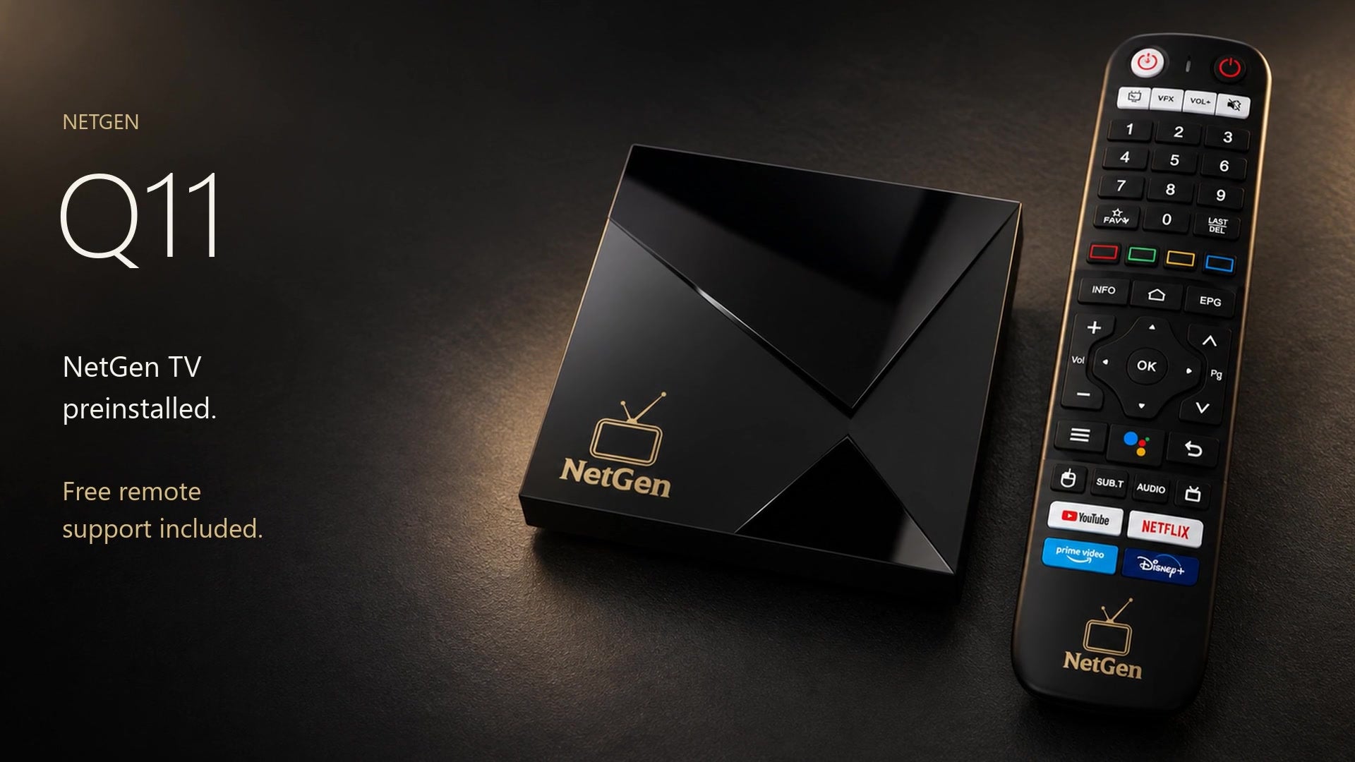 NetGen Q11 product video featuring NetGen TV preinstalled, free remote support, and actual app navigation.